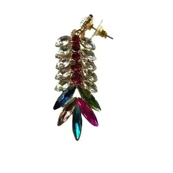 Unknown Jewelry - Dangle bejeweled earrings. About two inches